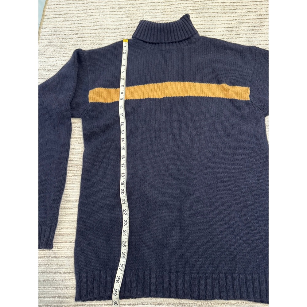 Vintage Timberland Mens Navy Blue Lambswool Blend Striped Turtleneck Sweater M - Picture 8 of 11